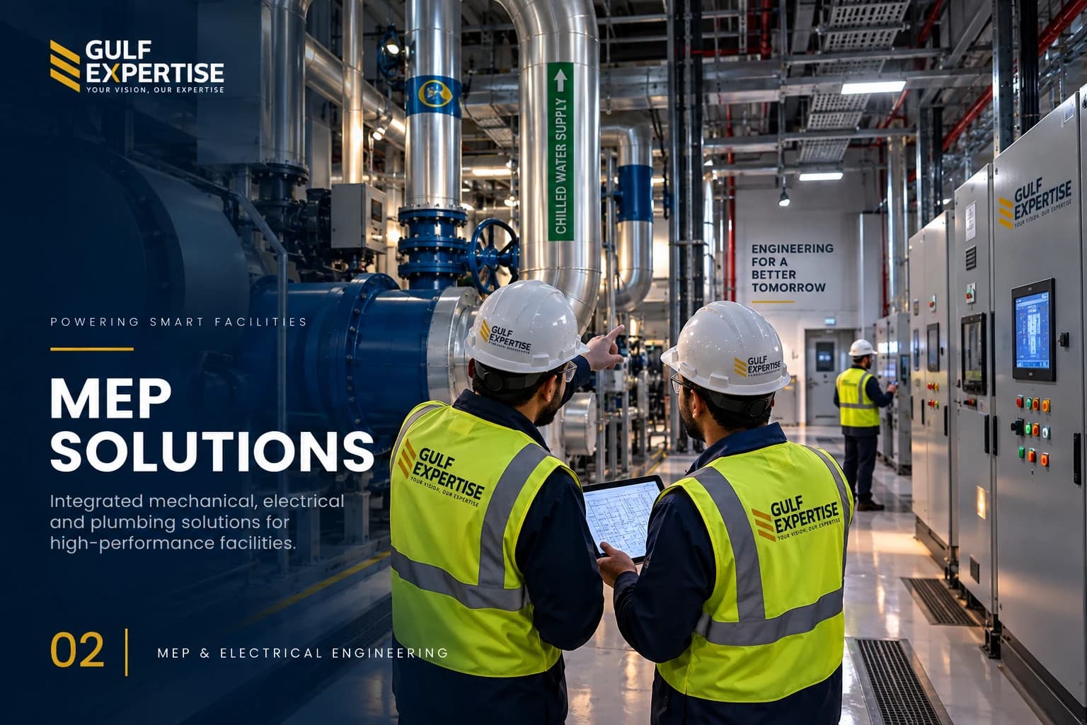 GEC engineers inspecting mechanical and electrical systems